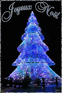 Gif animé joyeux Noël sapin bleu